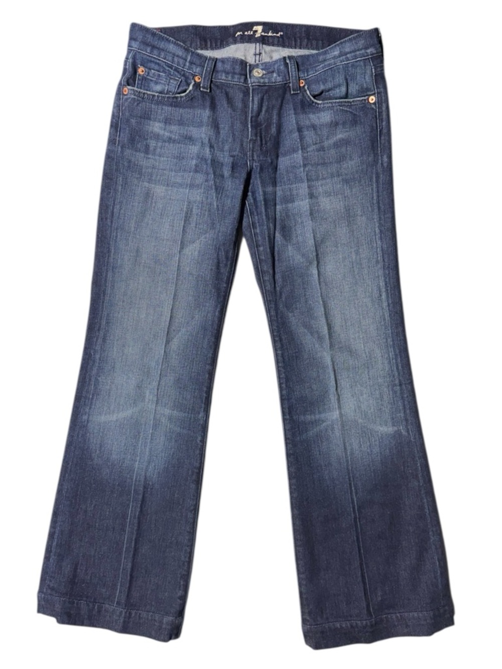 7 For All Mankind Dojo Jeans Wide Leg Denim Vintage Pants Blue Sz 30